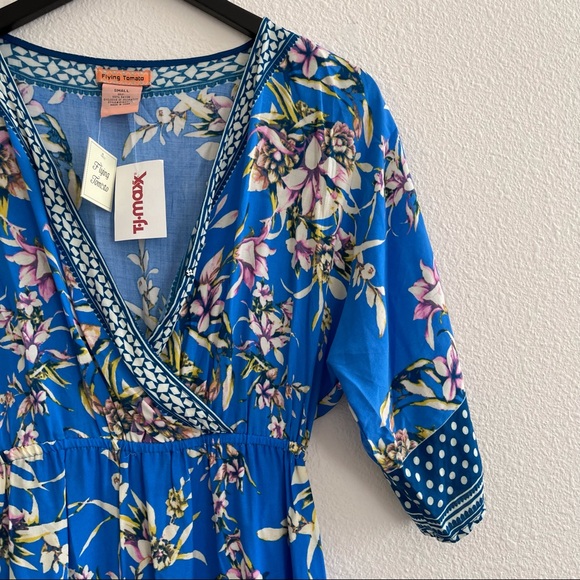 Flying Tomato Blue Floral Maxi Dress Sz S NWT - Picture 2 of 6